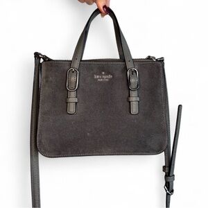 Kate Spade Connie Suede Triple Gusset Crossbody Mini Purse in Grey IcedSlate GUC